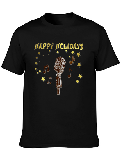 Happy Holidays Microphone Graphic Tee