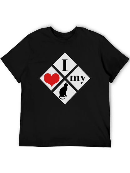 I Love My Cat T-Shirt - Black Cotton Tee