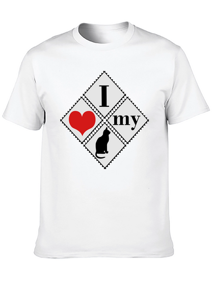 I Love My Cat T-Shirt - Black Cotton Tee