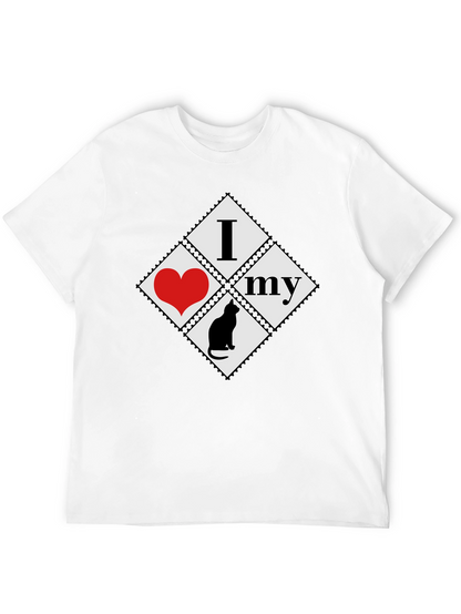 I Love My Cat T-Shirt - Black Cotton Tee