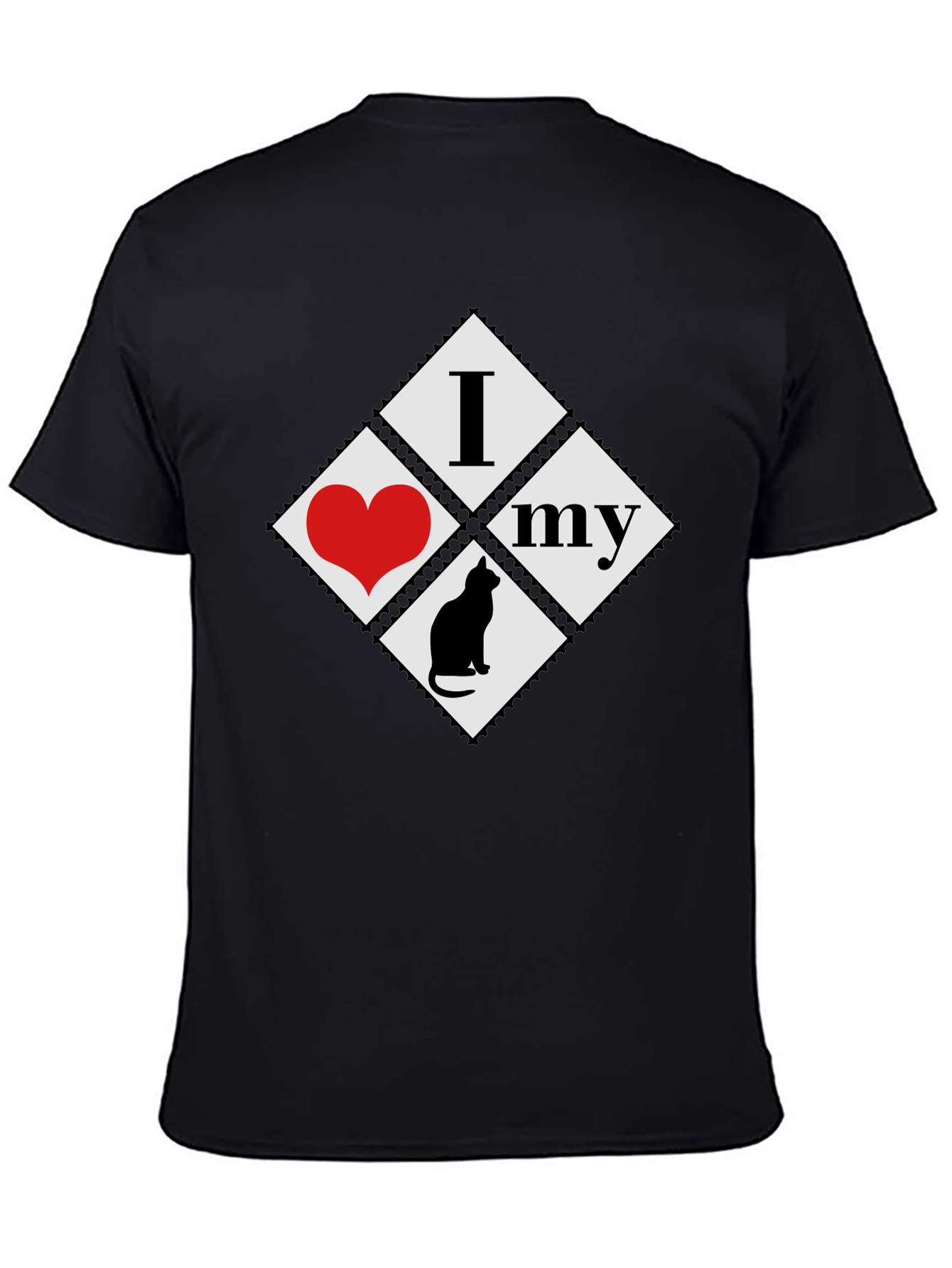 I Love My Cat T-Shirt - Black Cotton Tee