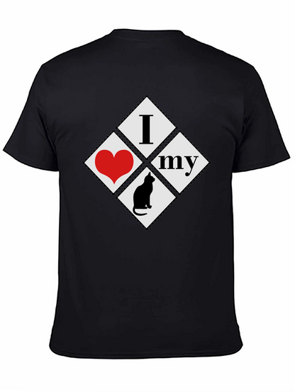 I Love My Cat T-Shirt - Black Cotton Tee
