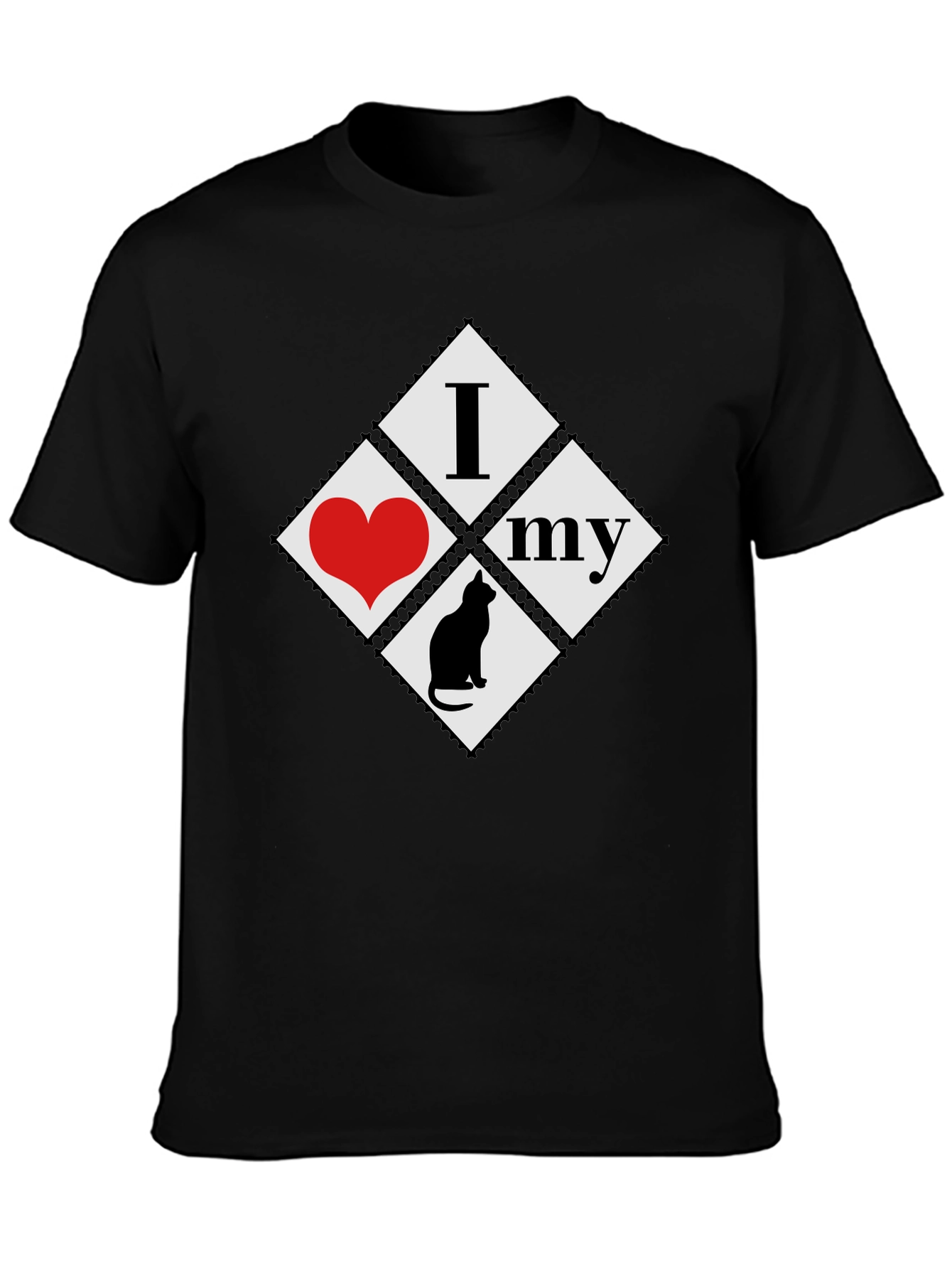 I Love My Cat T-Shirt - Black Cotton Tee