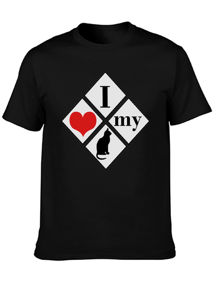 I Love My Cat T-Shirt - Black Cotton Tee