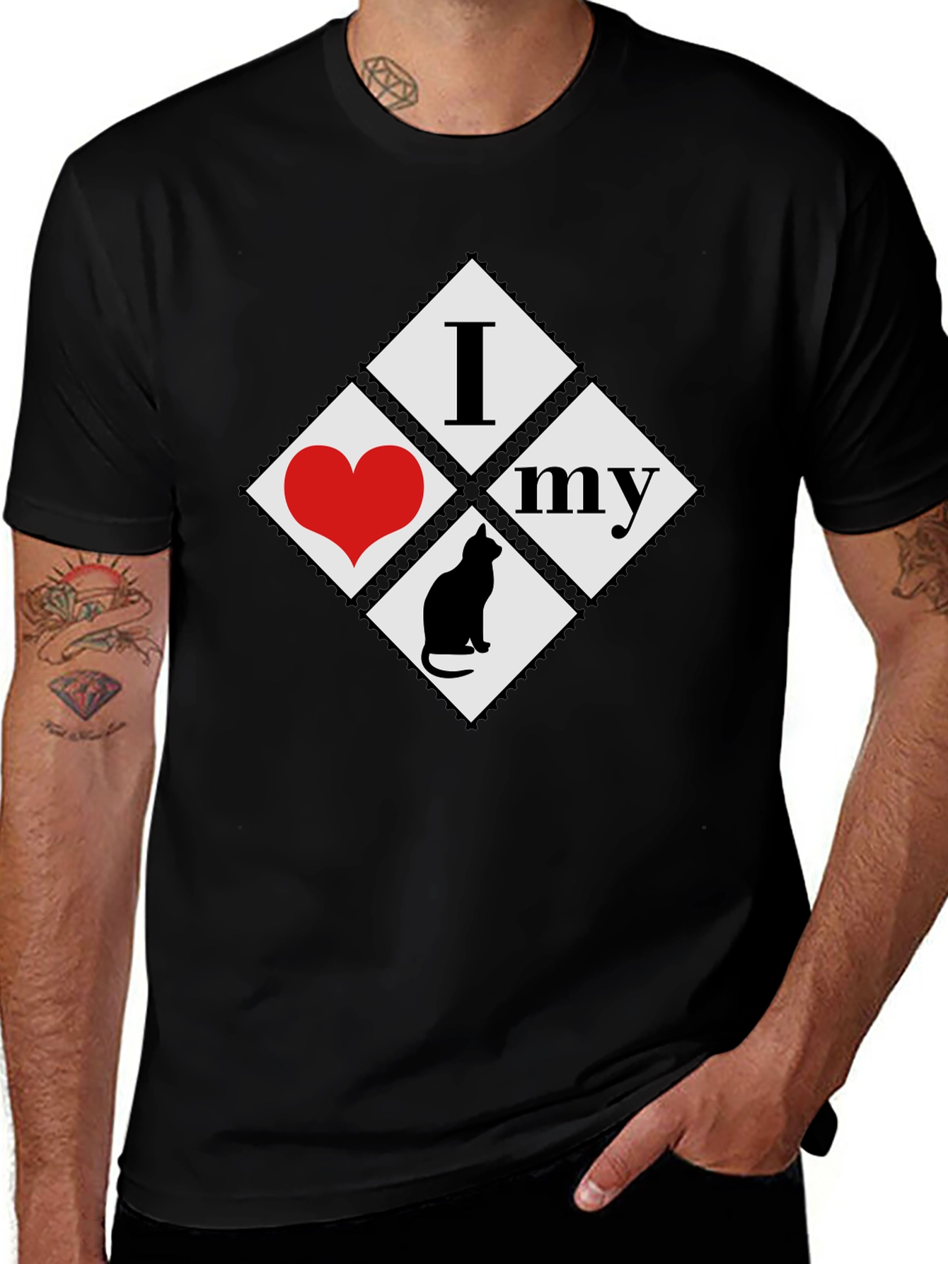 I Love My Cat T-Shirt - Black Cotton Tee