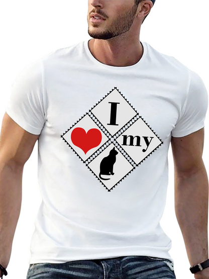 I Love My Cat T-Shirt - Black Cotton Tee