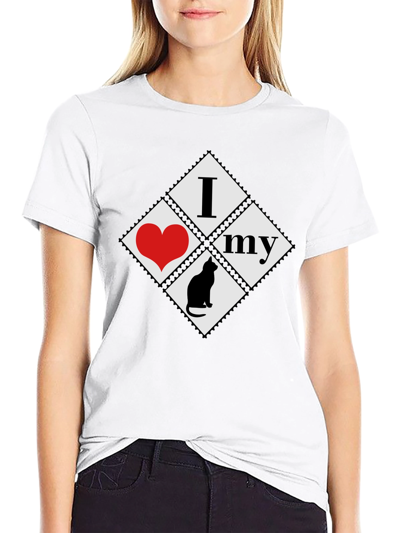 I Love My Cat T-Shirt - Black Cotton Tee