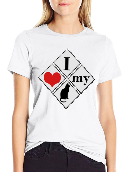 I Love My Cat T-Shirt - Black Cotton Tee