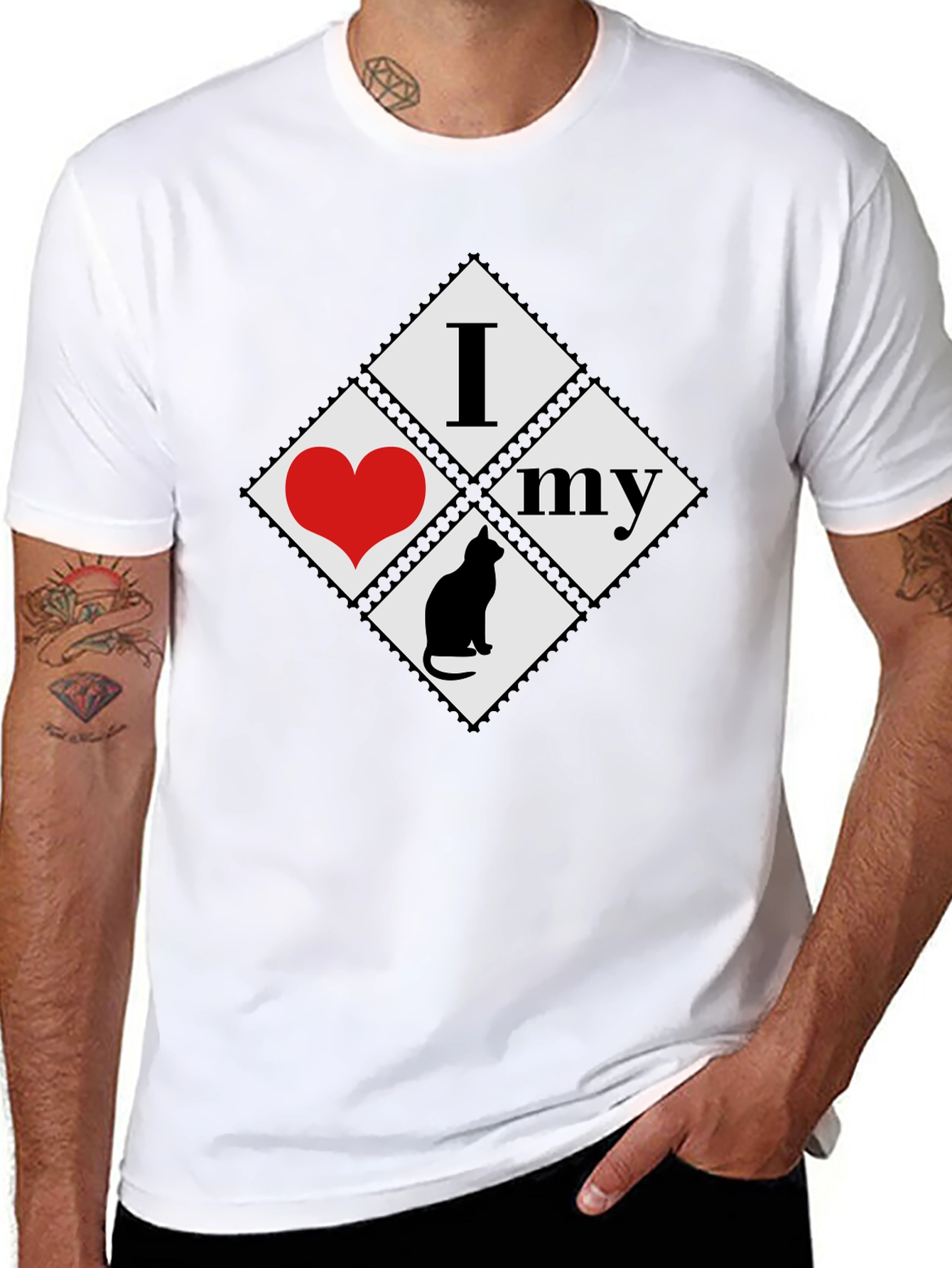 I Love My Cat T-Shirt - Black Cotton Tee