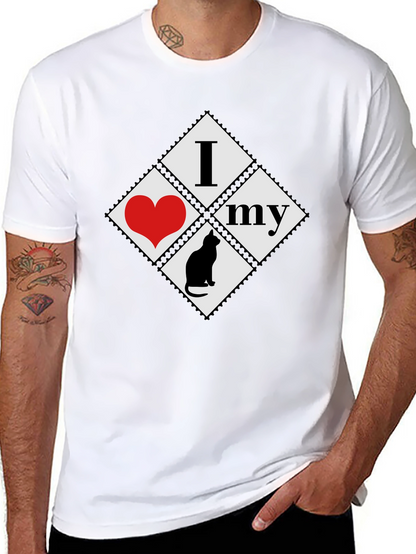 I Love My Cat T-Shirt - Black Cotton Tee