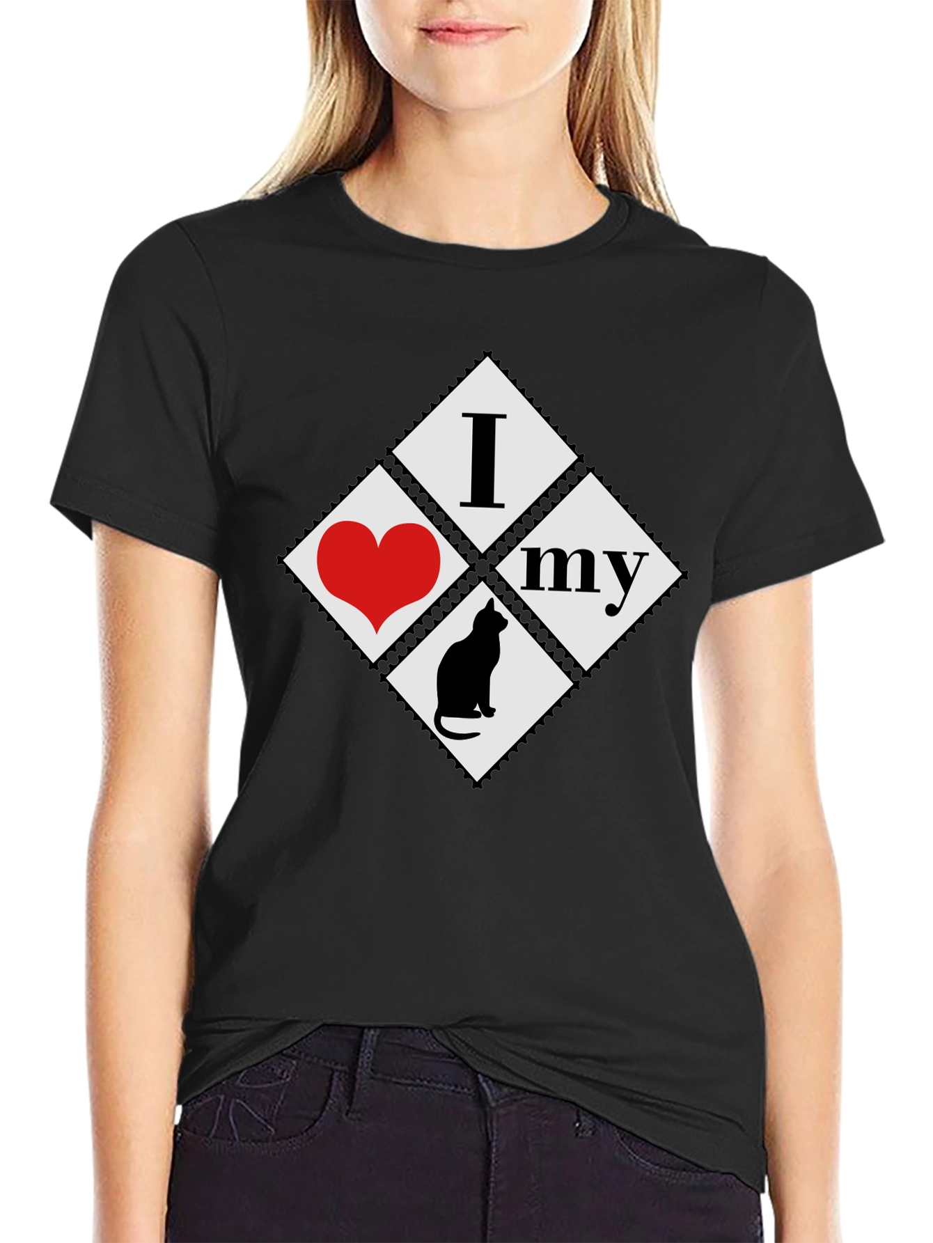 I Love My Cat T-Shirt - Black Cotton Tee