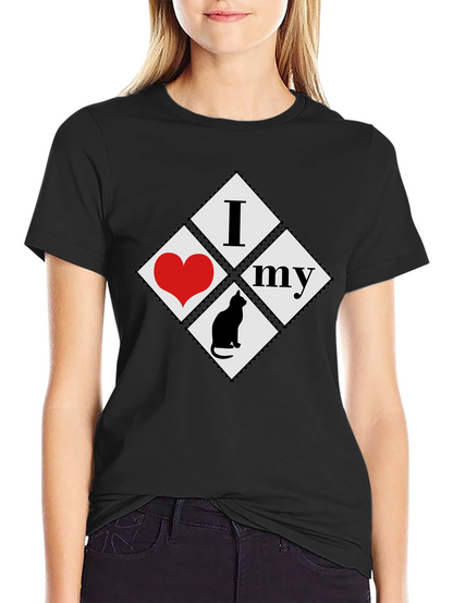 I Love My Cat T-Shirt - Black Cotton Tee