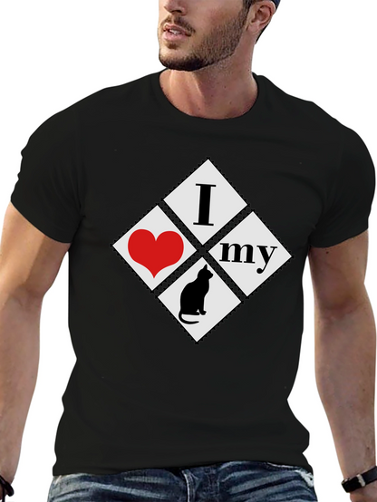 I Love My Cat T-Shirt - Black Cotton Tee