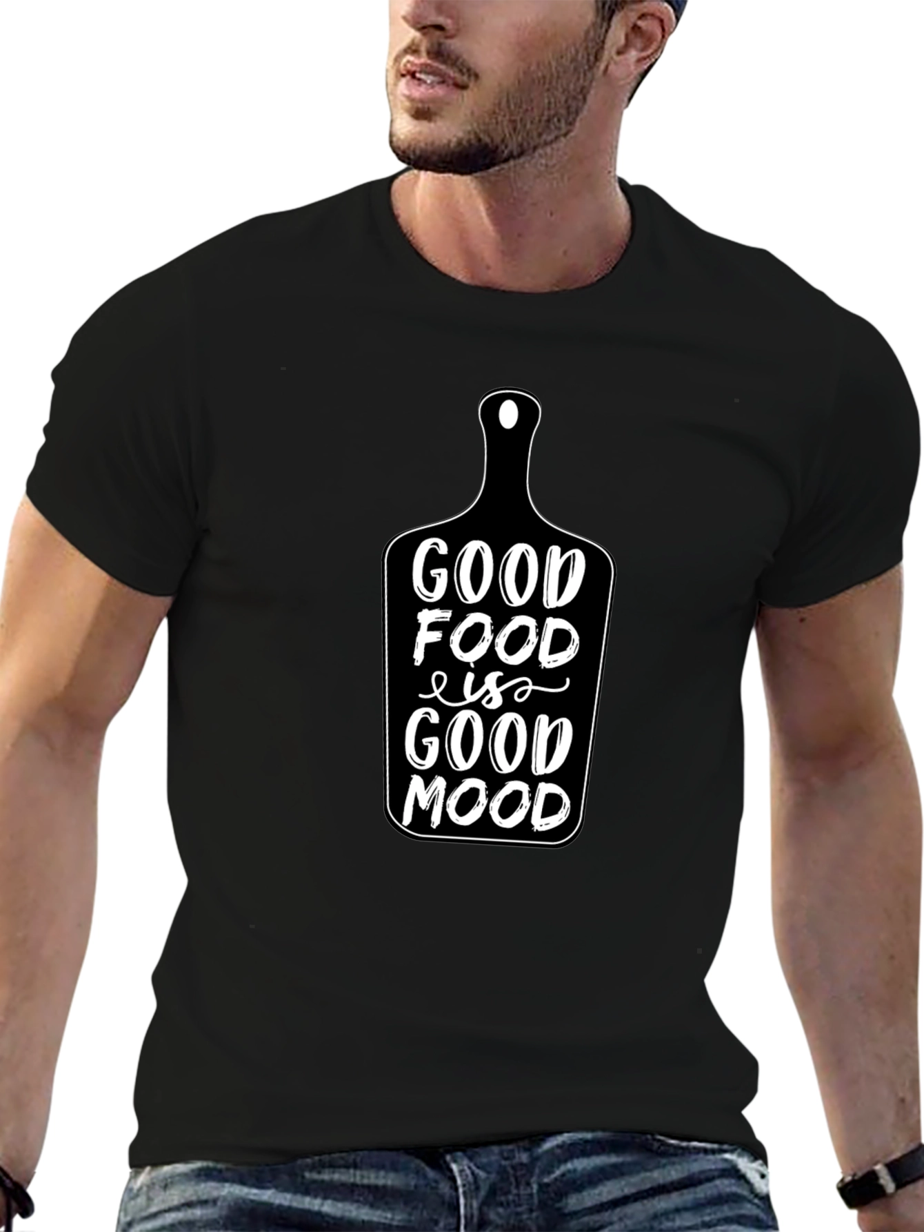 Good Food is Good Mood Black Graphic T-Shirt