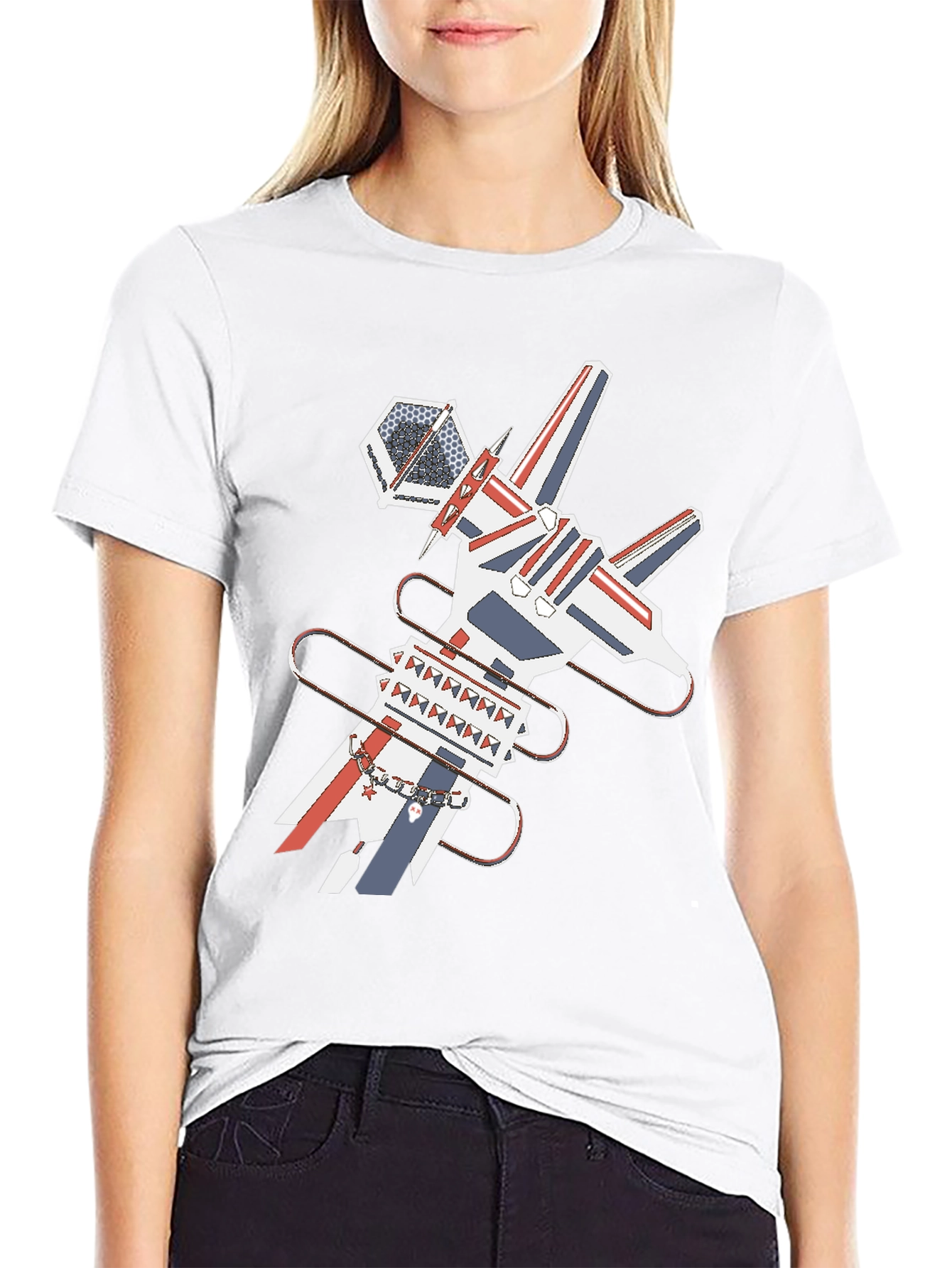 Geometric Graphic Print Tee - Unique Modern Design