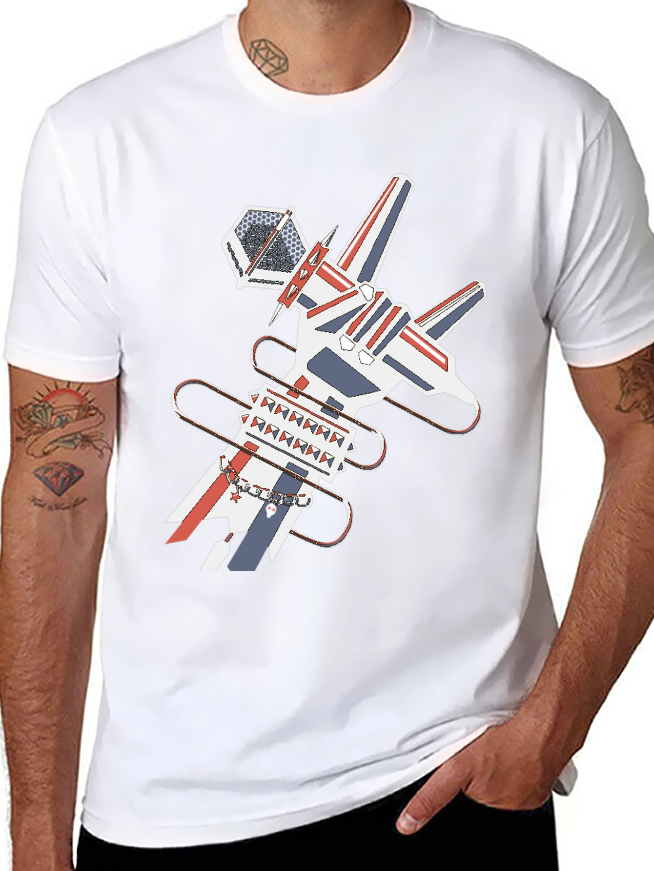 Geometric Graphic Print Tee - Unique Modern Design