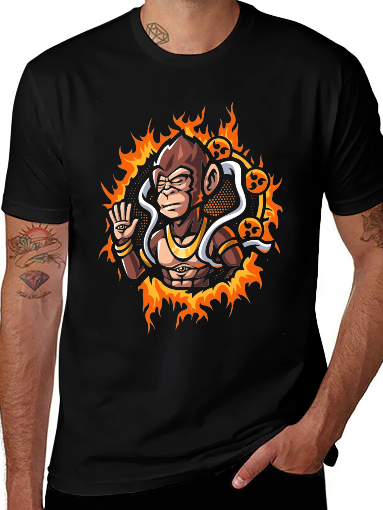 Mystic Monkey Graphic Tee - Black Cotton