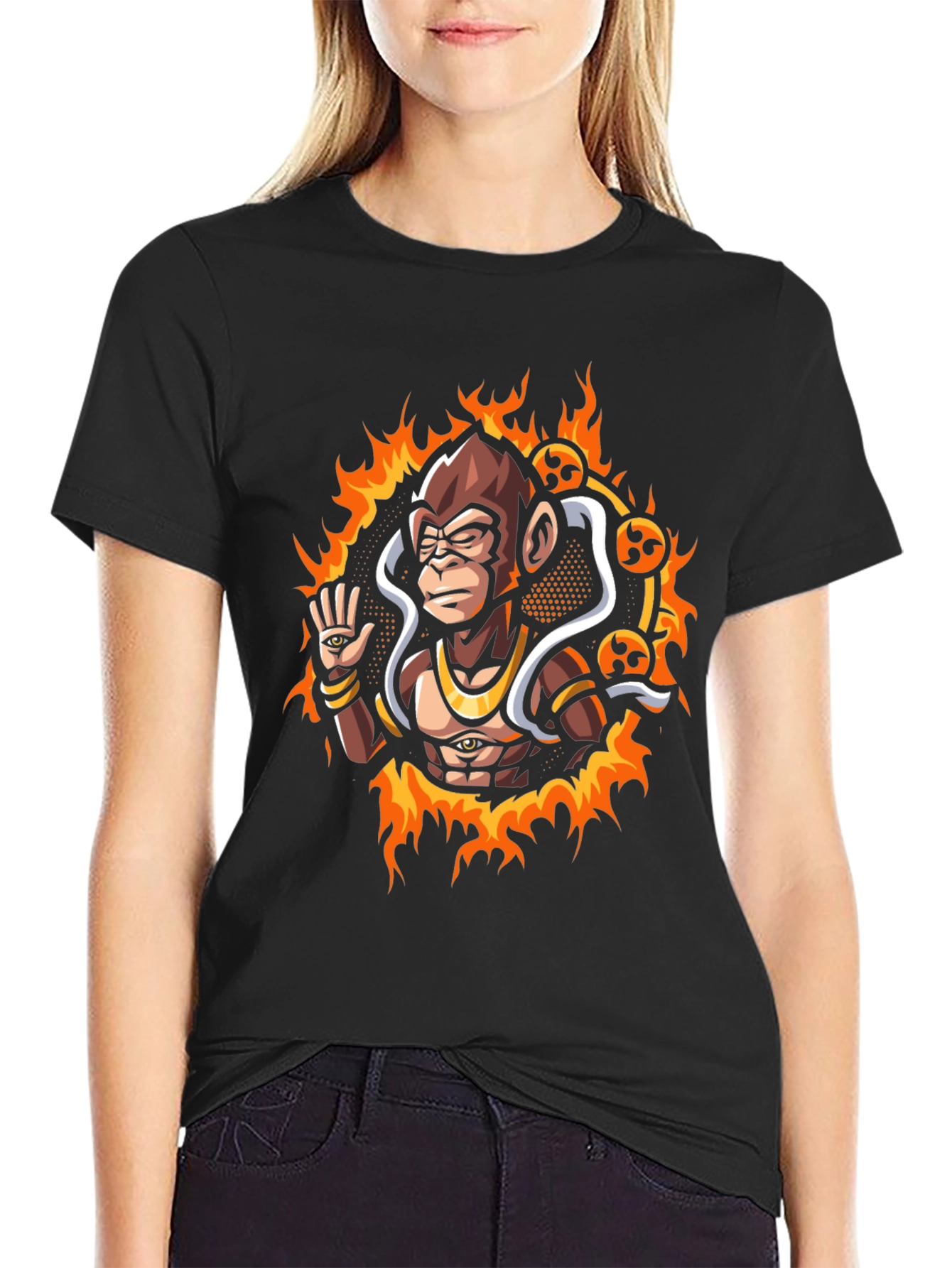 Mystic Monkey Graphic Tee - Black Cotton