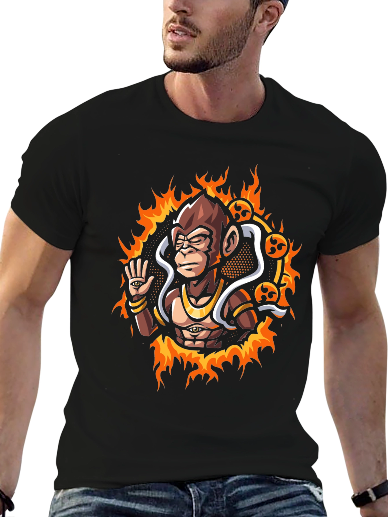 Mystic Monkey Graphic Tee - Black Cotton