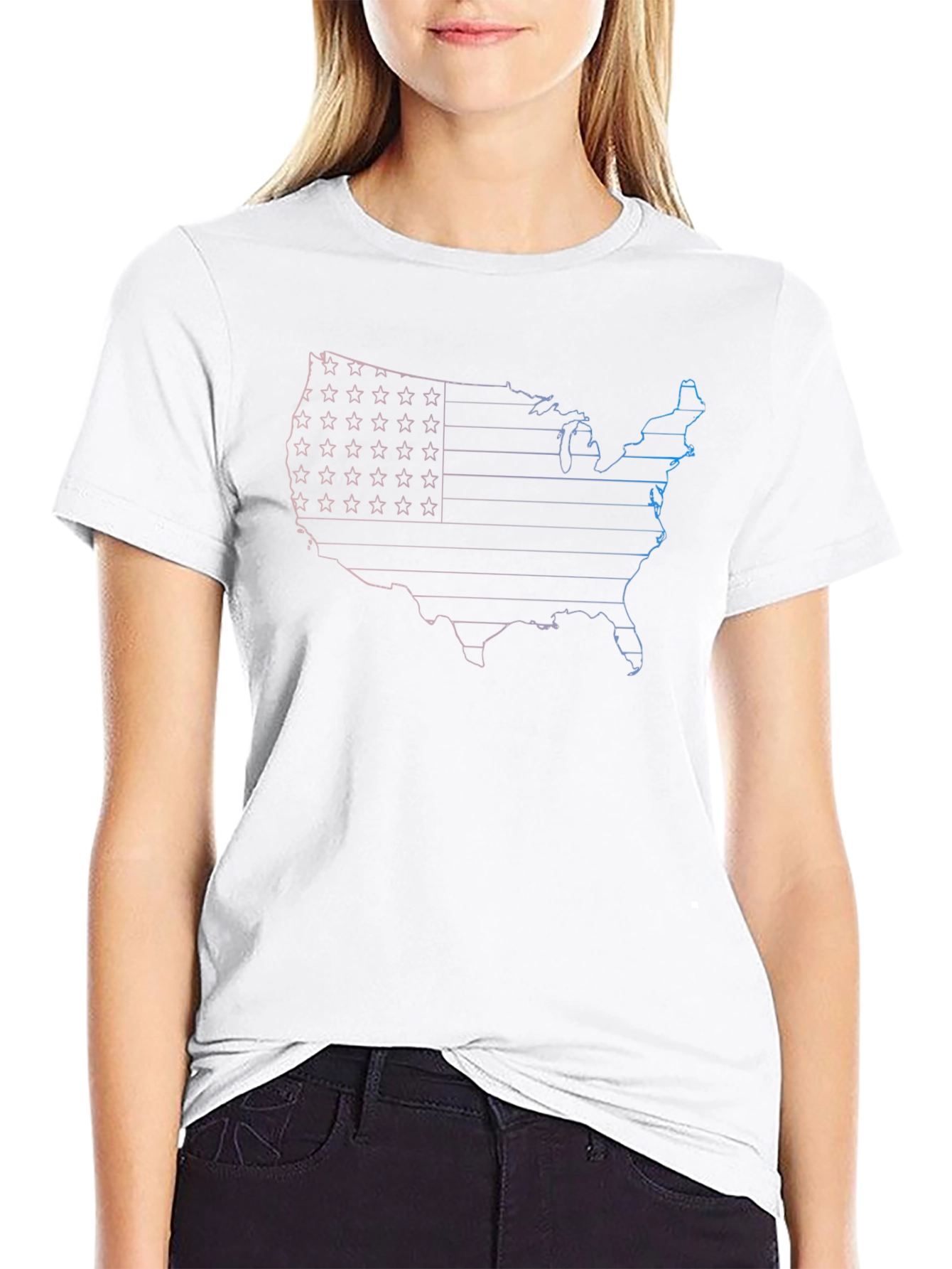 USA Map Graphic Tee - Patriotic American Flag T-Shirt
