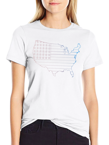 USA Map Graphic Tee - Patriotic American Flag T-Shirt