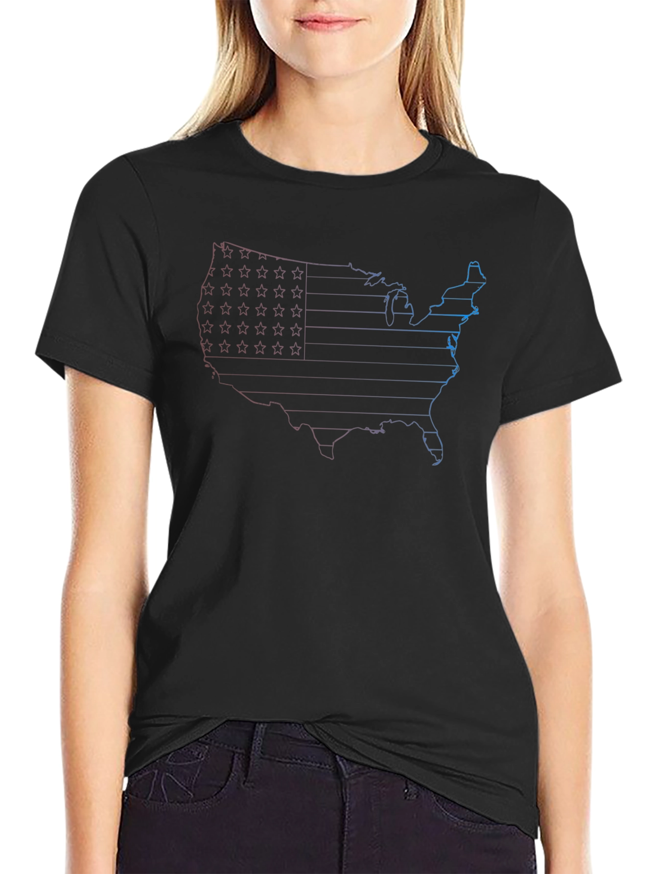 USA Map Graphic Tee - Patriotic American Flag T-Shirt