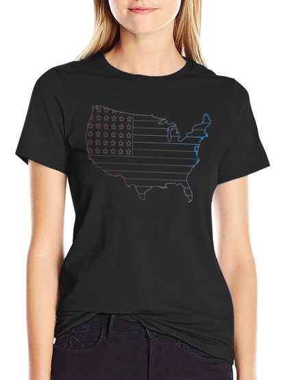 USA Map Graphic Tee - Patriotic American Flag T-Shirt