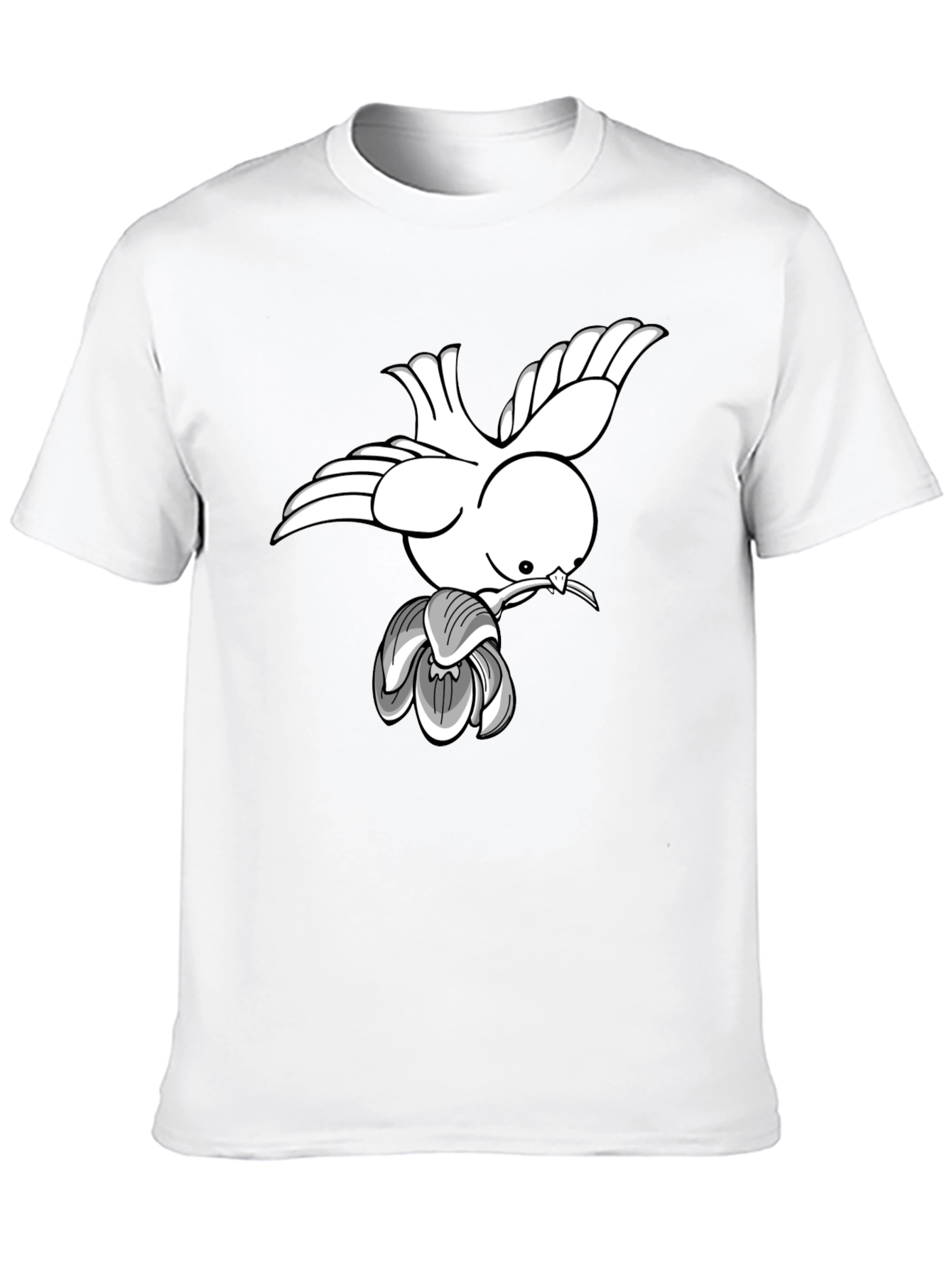 Dove & Blossom Graphic Tee - Classic Black Cotton