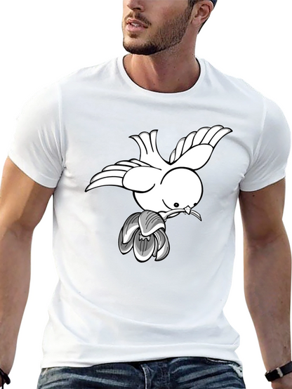 Dove & Blossom Graphic Tee - Classic Black Cotton