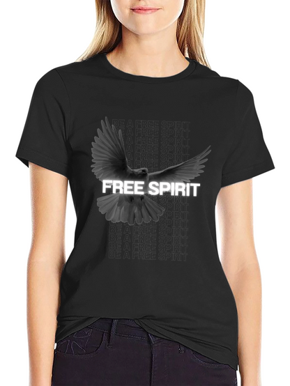 Free Spirit Dove Graphic T-Shirt - Black
