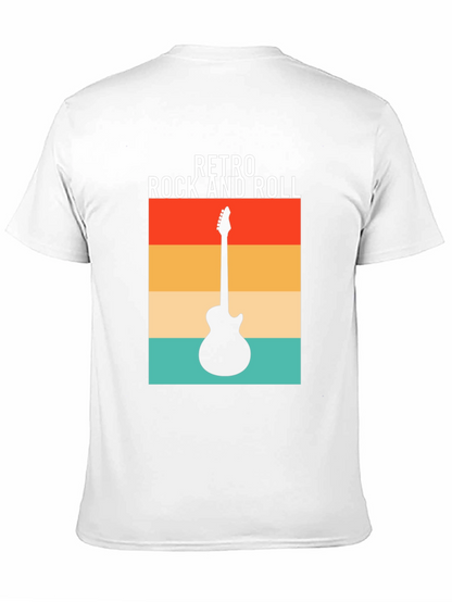 Retro Rock and Roll Guitar Graphic Tee - Black