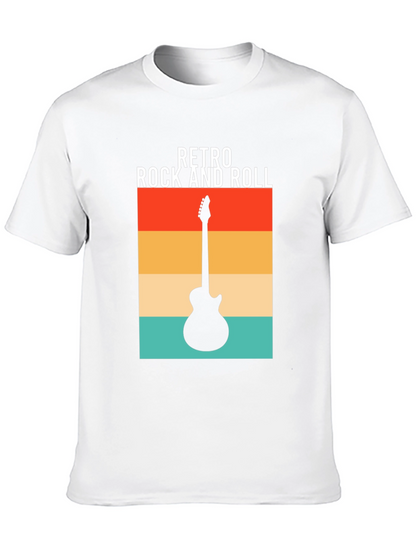 Retro Rock and Roll Guitar Graphic Tee - Black