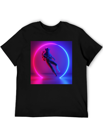 Neon Astronaut Graphic Tee - Black Cotton Blend
