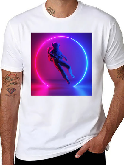 Neon Astronaut Graphic Tee - Black Cotton Blend