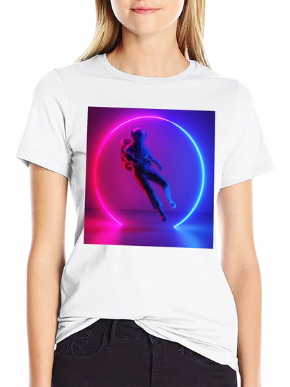 Neon Astronaut Graphic Tee - Black Cotton Blend