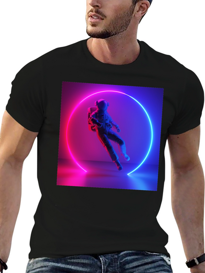 Neon Astronaut Graphic Tee - Black Cotton Blend