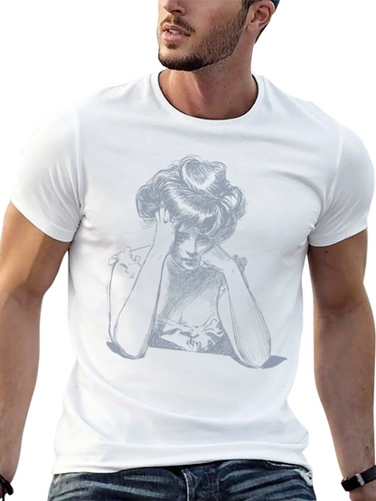 Elegant Sketch Tee - Artistic Design Black