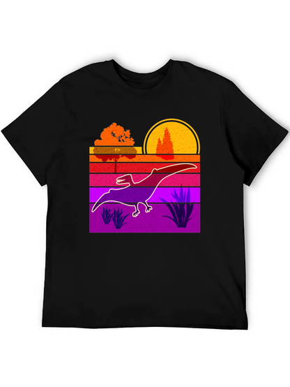Retro Dinosaur Sunset Graphic Tee