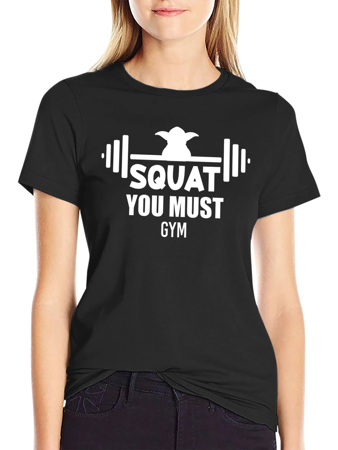 Squat You Must Gym Black T-Shirt - Yoda Fitness