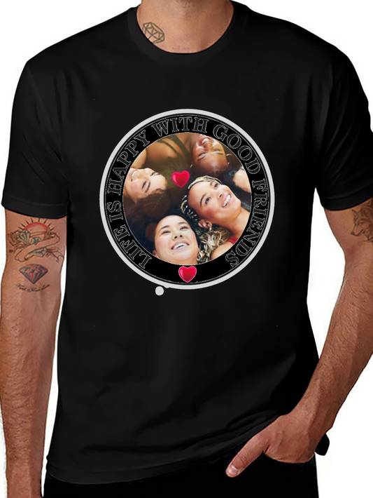 Happy With Good Friends Crew Neck T-Shirt