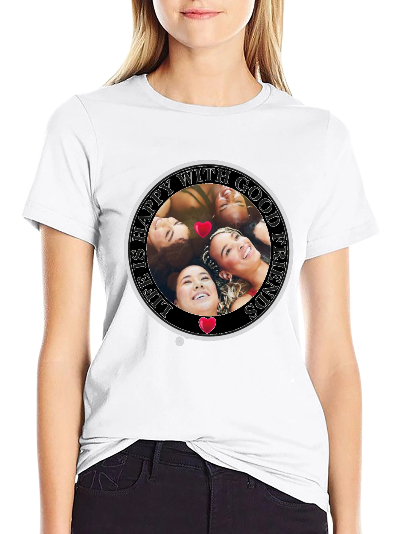 Happy With Good Friends Crew Neck T-Shirt