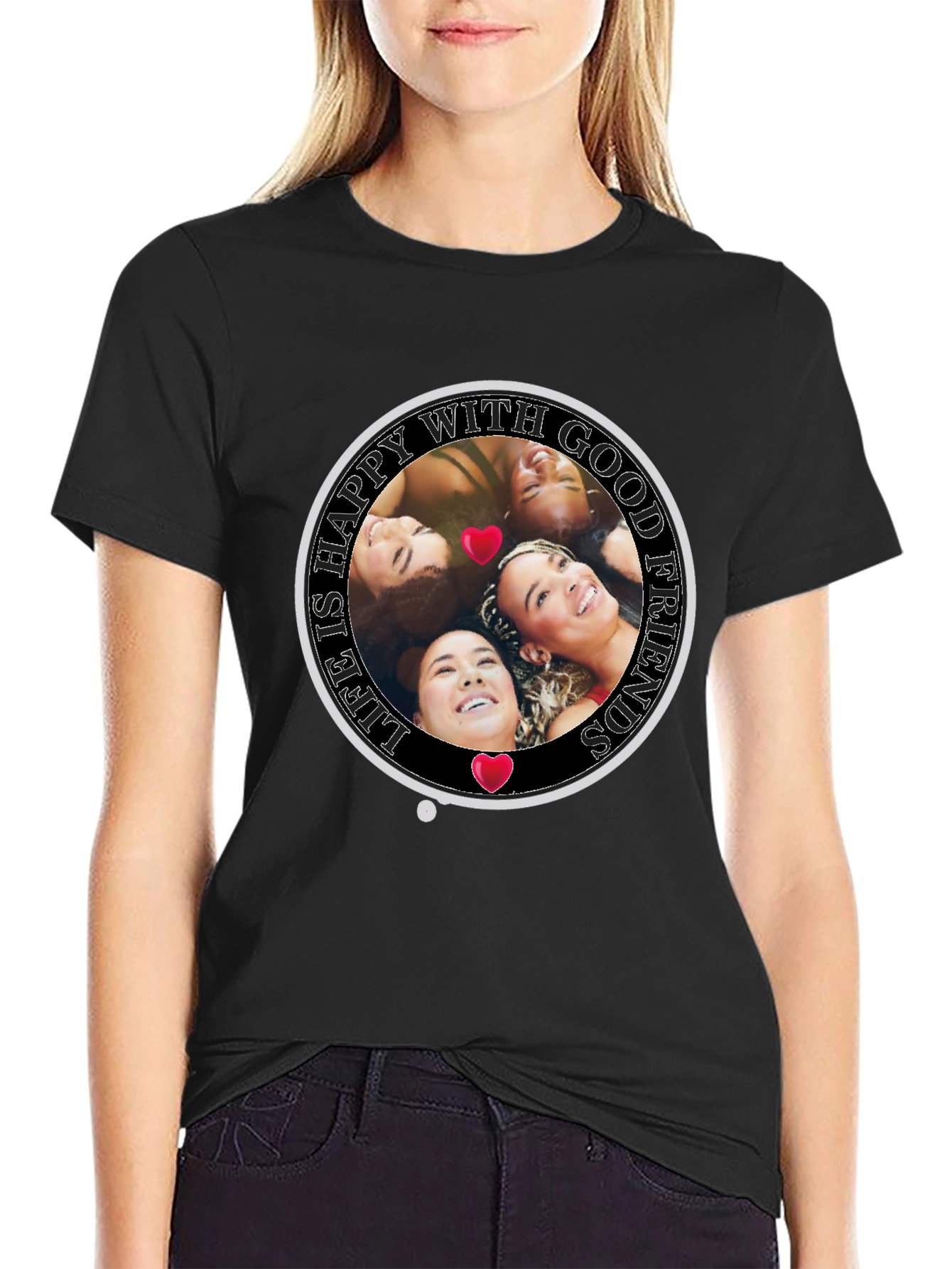 Happy With Good Friends Crew Neck T-Shirt