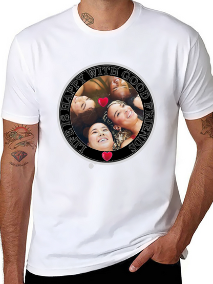 Happy With Good Friends Crew Neck T-Shirt