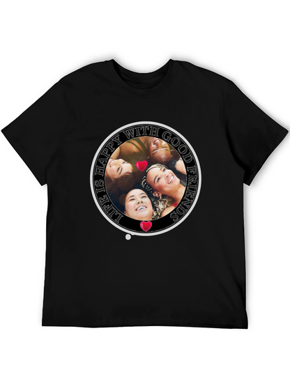 Happy With Good Friends Crew Neck T-Shirt