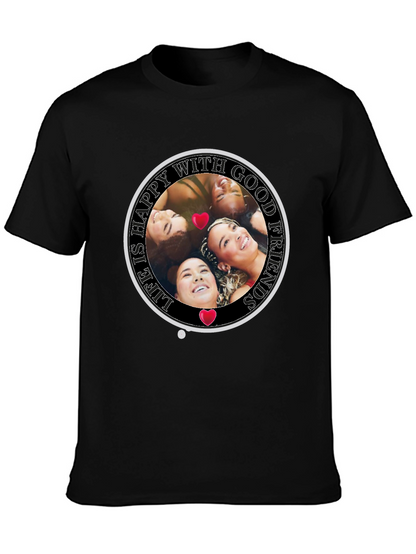 Happy With Good Friends Crew Neck T-Shirt