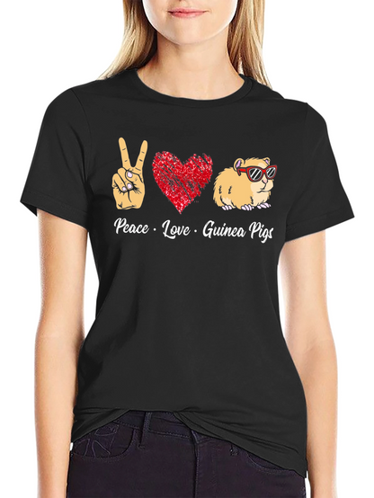 Peace Love Guinea Pigs Graphic T-Shirt