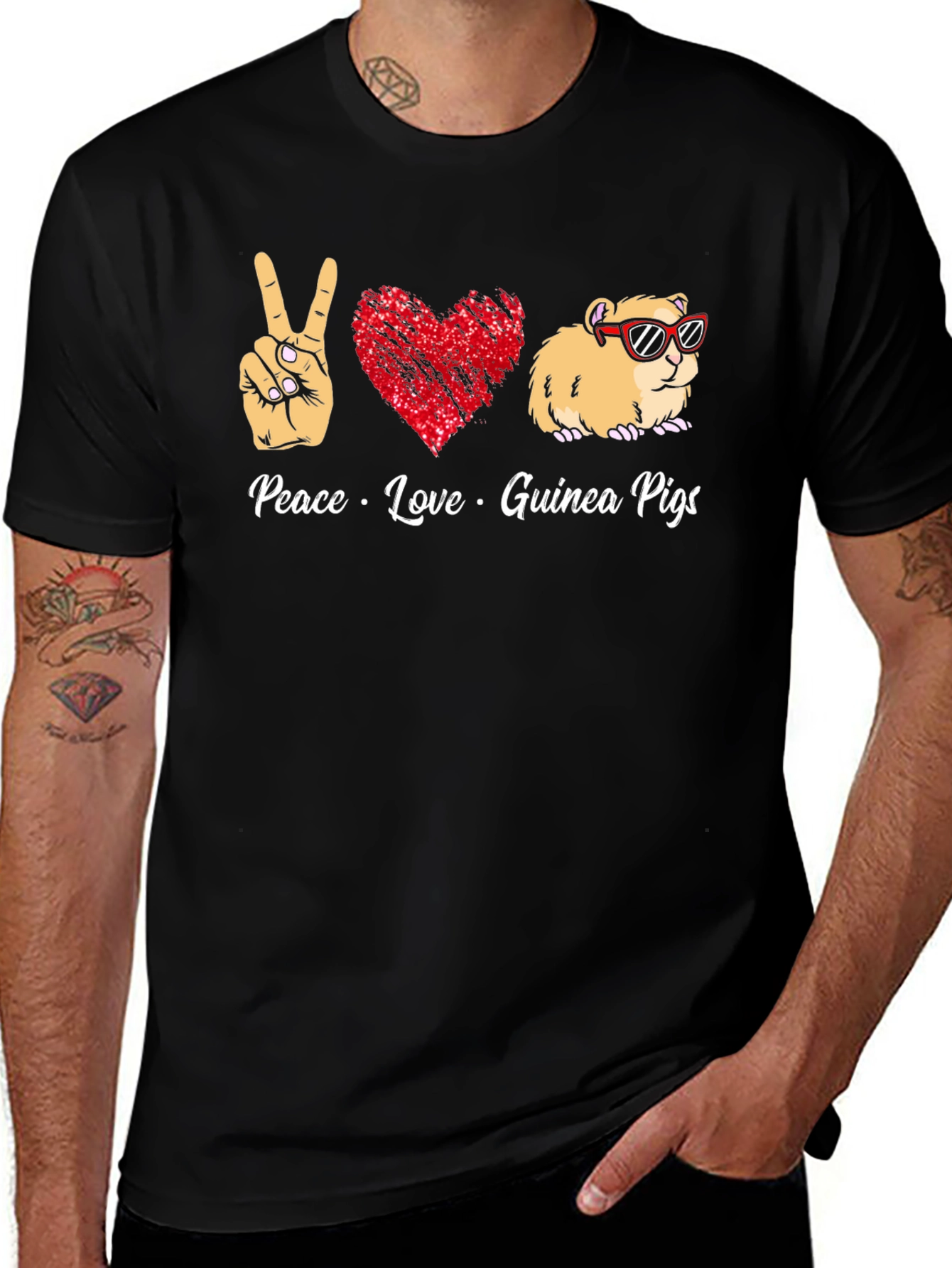 Peace Love Guinea Pigs Graphic T-Shirt
