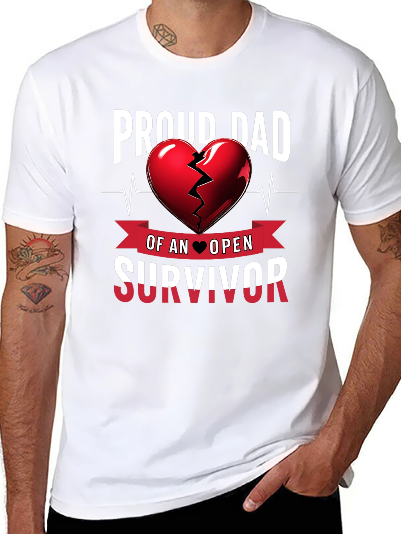 Proud Dad Heart Survivor Tee