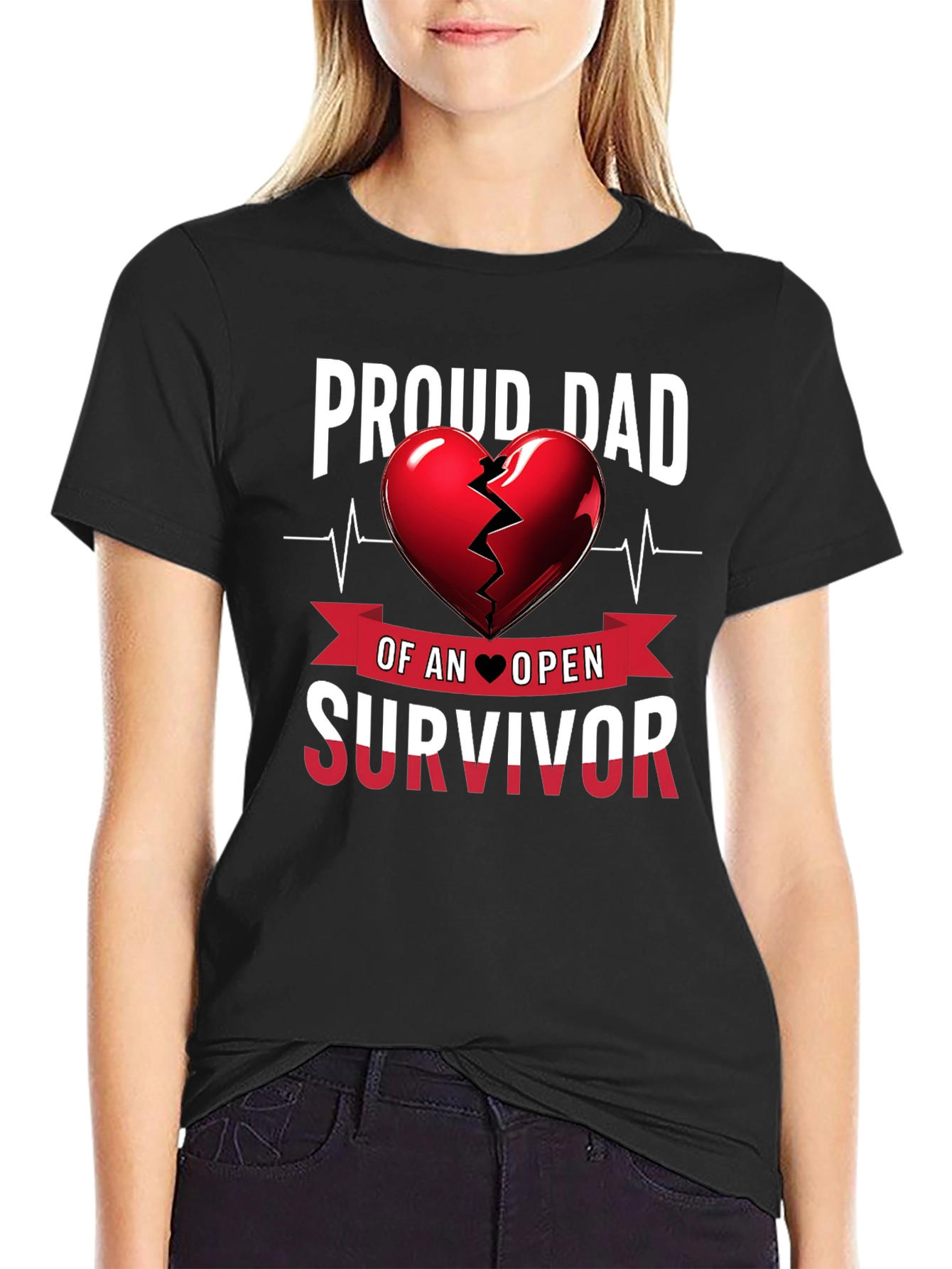 Proud Dad Heart Survivor Tee
