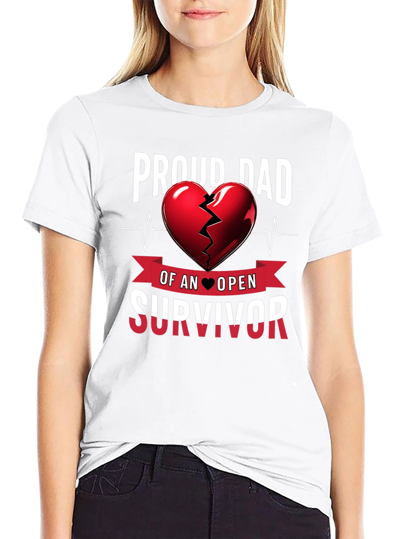 Proud Dad Heart Survivor Tee